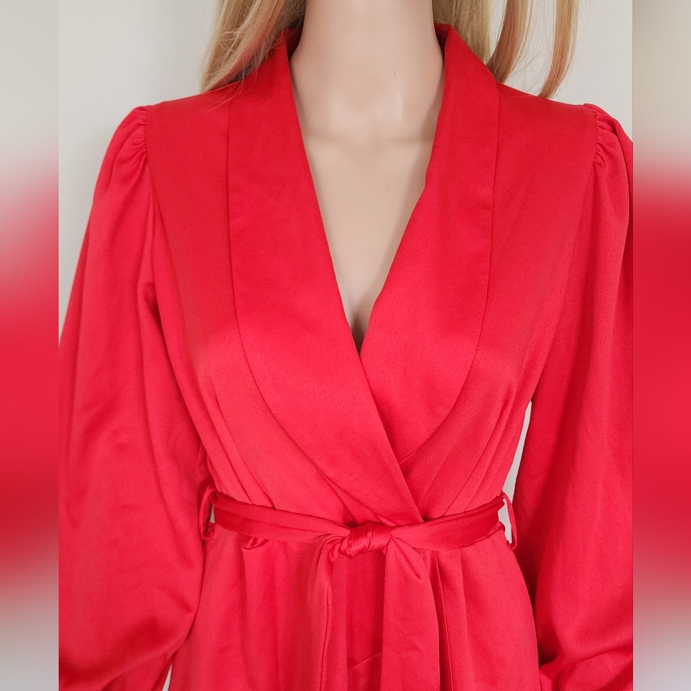 CLOSET RED DRESS SATIN RUFFLE MINI DRESS 8 - Picture 6 of 12